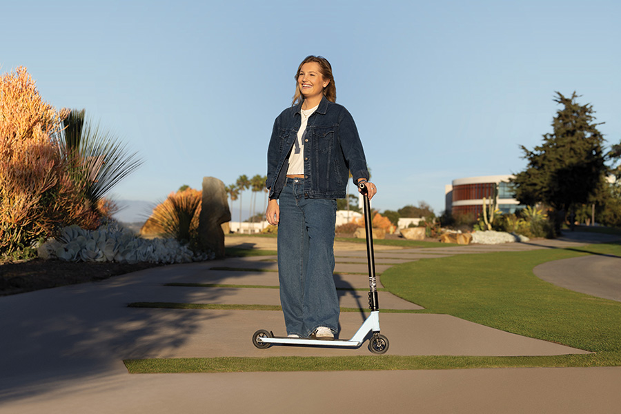 LMU's Delaney Ball Class of 2027 with her scooter