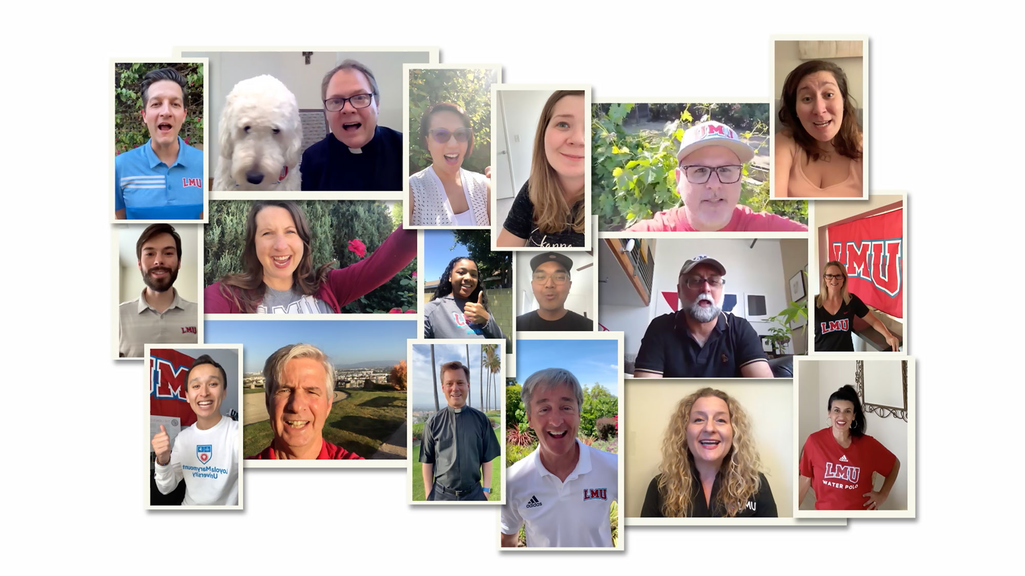 A compilation of various shout-out video stills