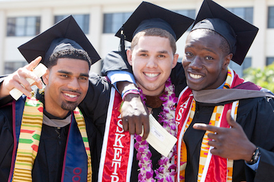 Male grads at commencement